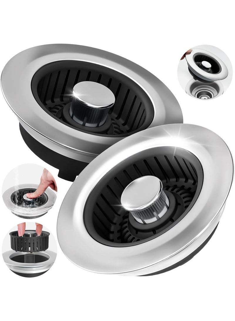 3-in-1 Kitchen Sink Drain Strainer and Stopper Combo, Pop-Up Anti-Clogging Basket Filter, Universal 7cm Sink Plug for Food Catcher & Odor Isolation, Heavy Duty PP Material Kitchen Gadgets, Replacement Sink Drain Assembly for Standard US & Modern Kitchens, Water Stopper & Waste Filter Set (Pack of 1) - Image 1